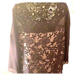 Black/cream sheer/mesh dress, beautifully detailed